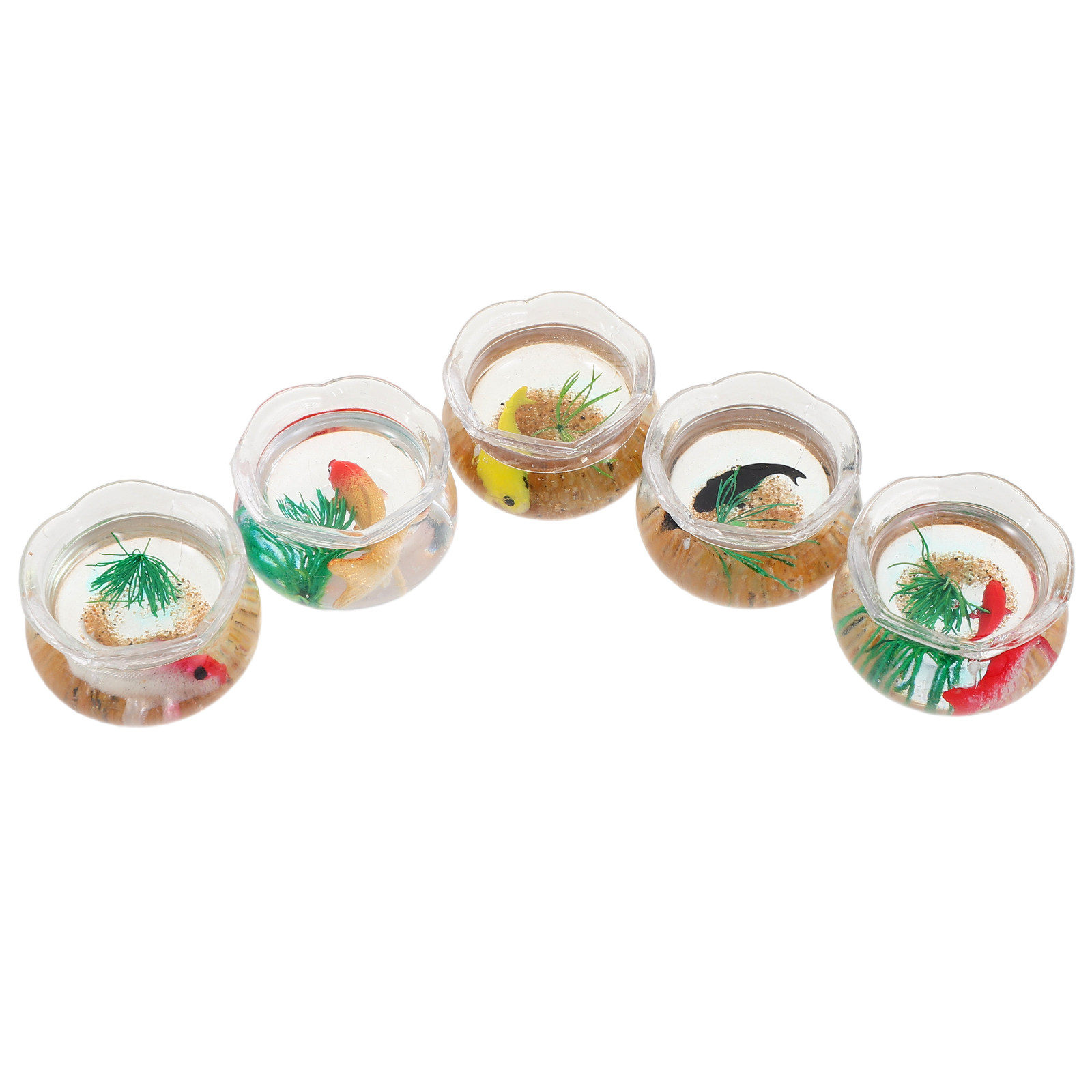 Planted Aquarium Bowl - 5Pcs Mini Fish Bowl Realistic Koi